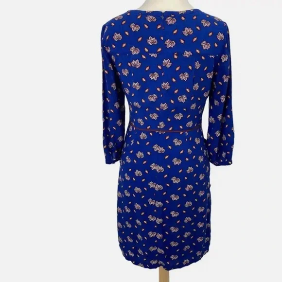 Boden Fit & Flare Mini Dress Allover Leaf Print Blue Dress - Picture 6 of 6